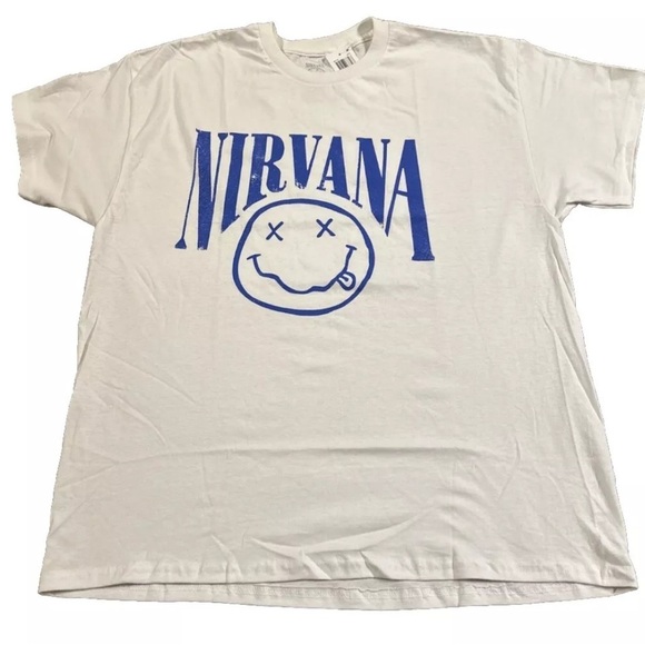 NEW Nirvana Men's Short Sleeve White Graphic Crew Neck Tee Size XL Kurt Cobain - Picture 1 of 3